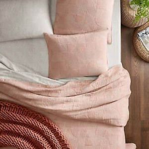Oake Geo Stitch Cotton Coverlet Terracotta Size King - $280